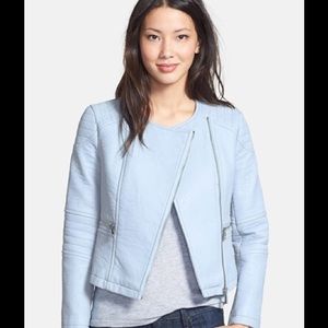 Vince Camuto blue vegan leather jacket
